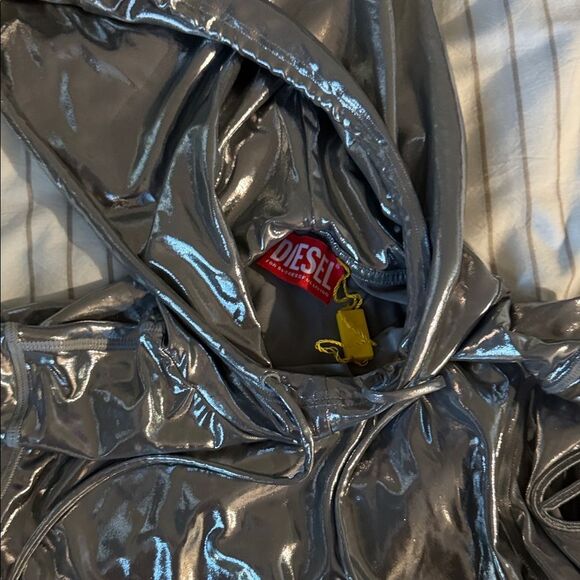 Diesel Shiny Silver Hooded Top S/M - Picture 5 of 6